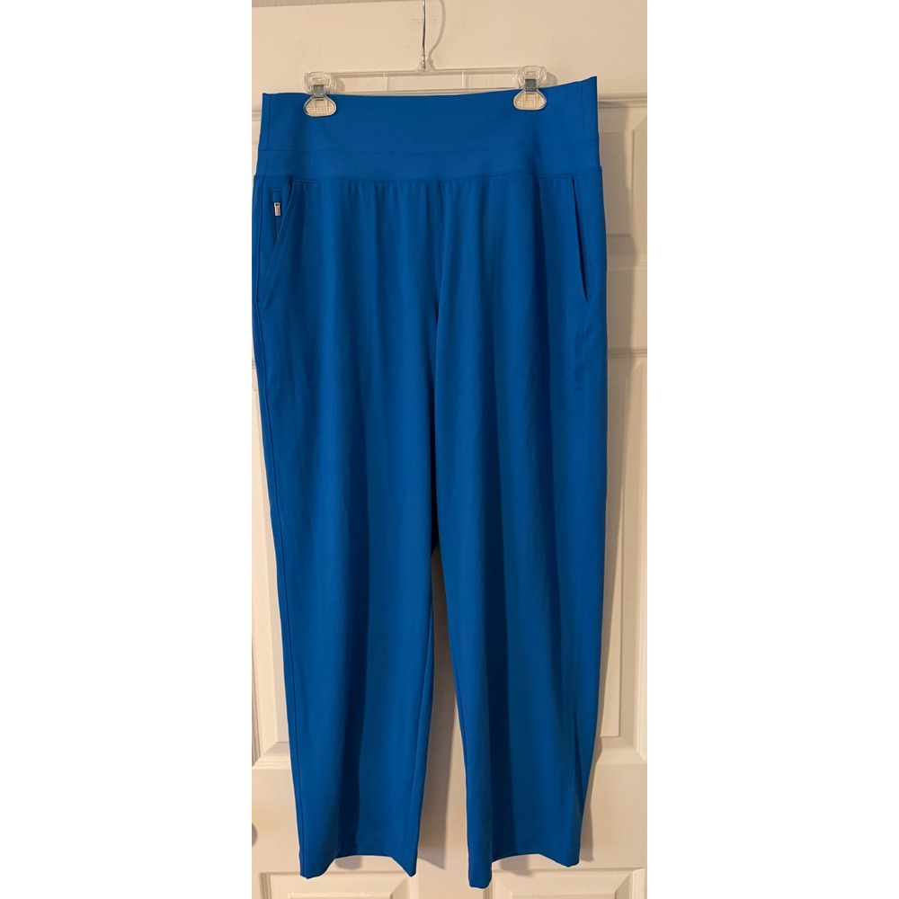 Athleta Blue Performance Pants Wide Leg Travel Women's XL Zip Pocket NWOT